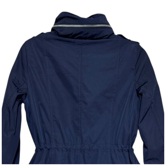 NEXT Women’s Navy Blue Cinched Waist Hidden Hood Utility Jacket Size Small 4 - Picture 8 of 12